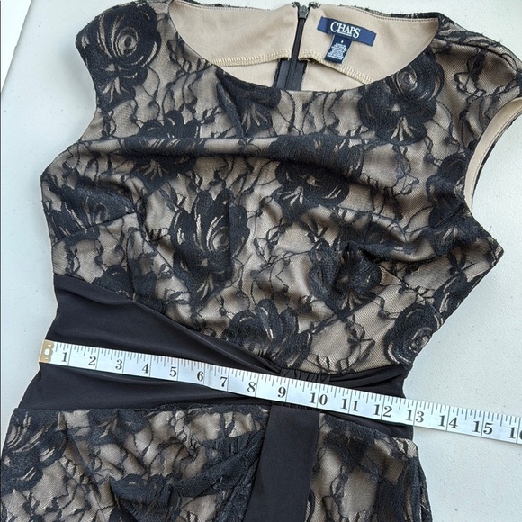 Chaps Black Lace Overlay Sheath Midi Dress - Picture 13 of 16